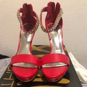 Pretty in red ankle strap heel